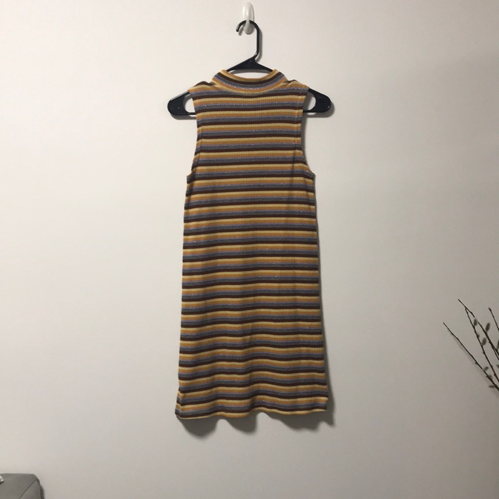 Fun Monki dress mustard yellow violet striped S